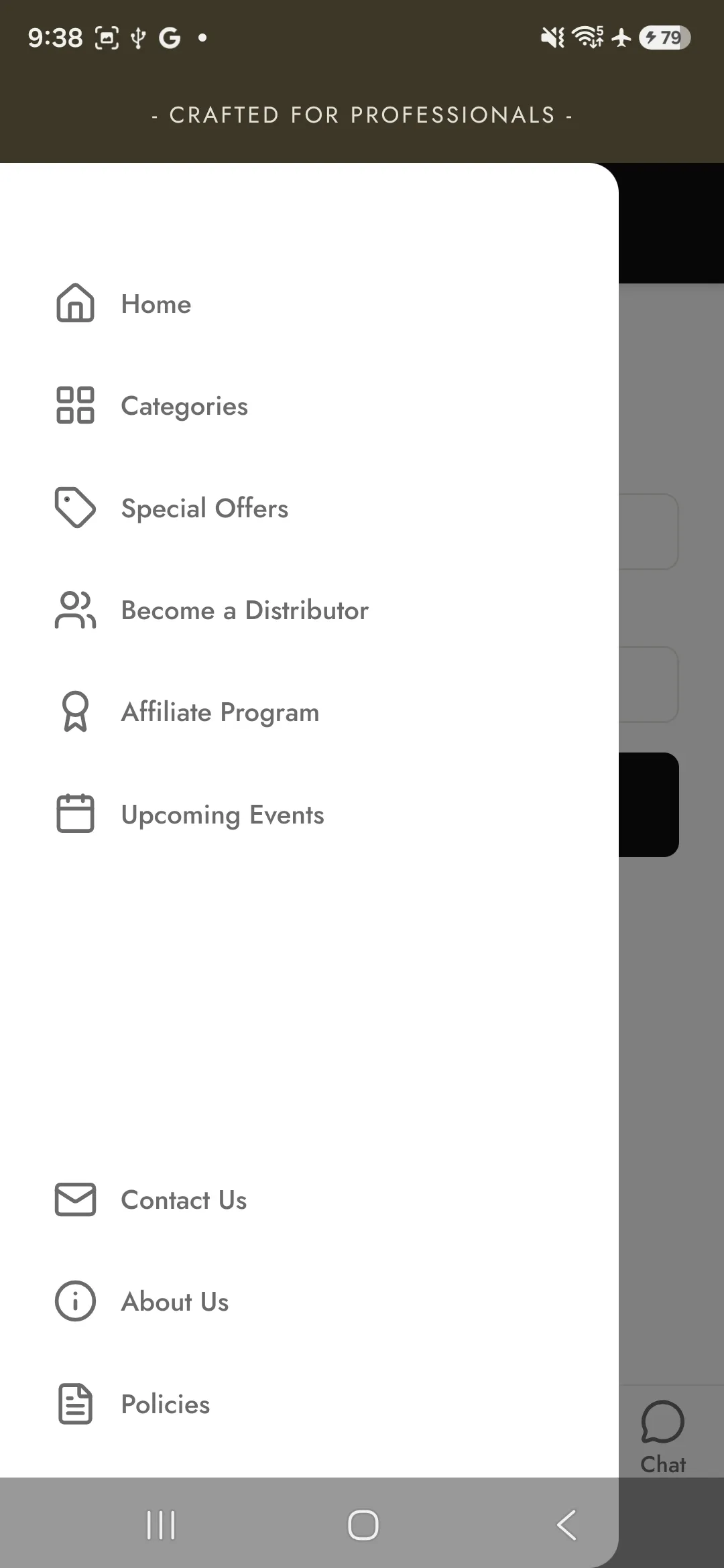 NNN PRO app navigation menu